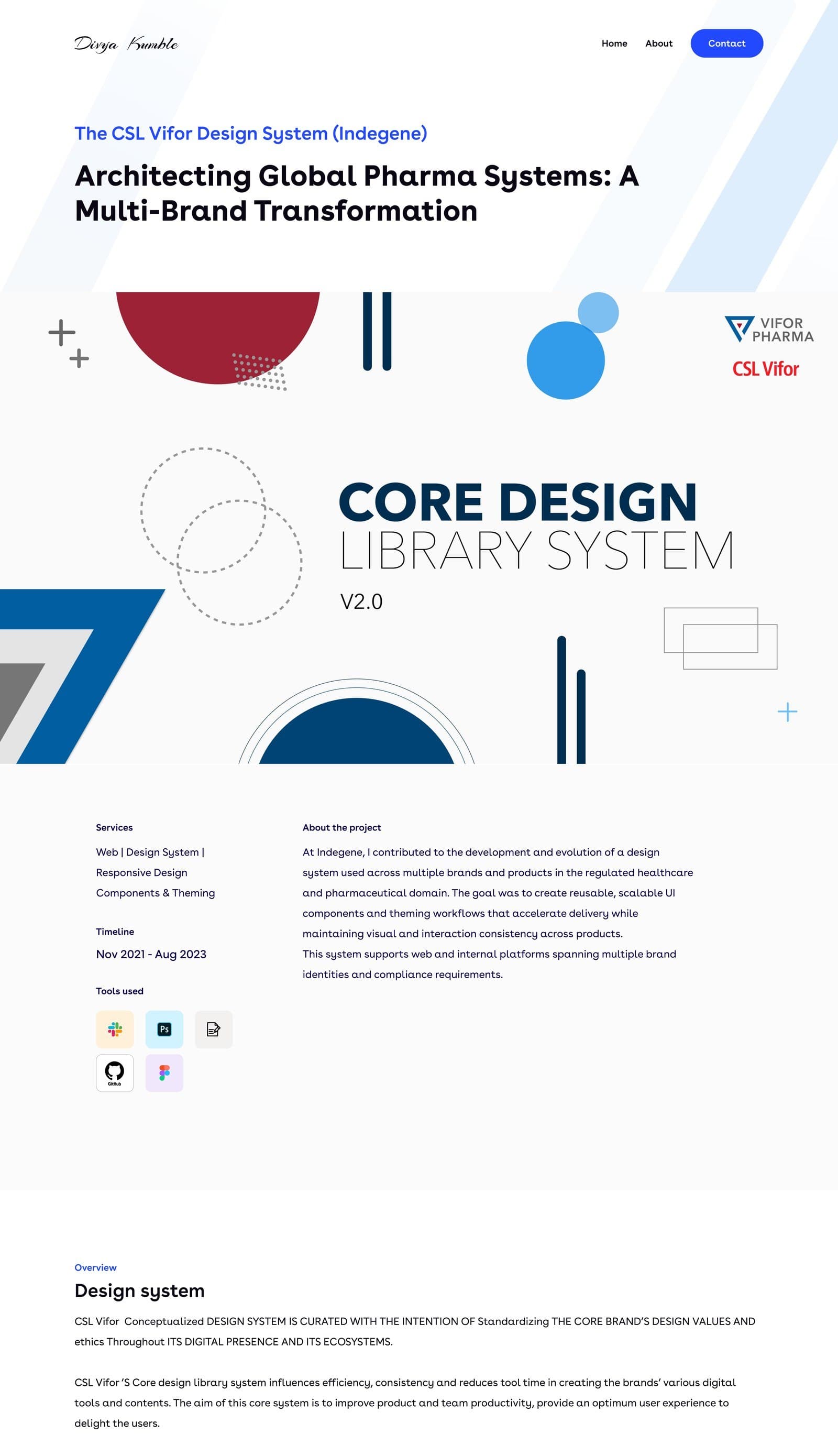 About the project, tools used, and design system overview